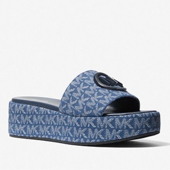 Michael Kors Shoes - Sadler Logo Jacquard Wedge Sandal